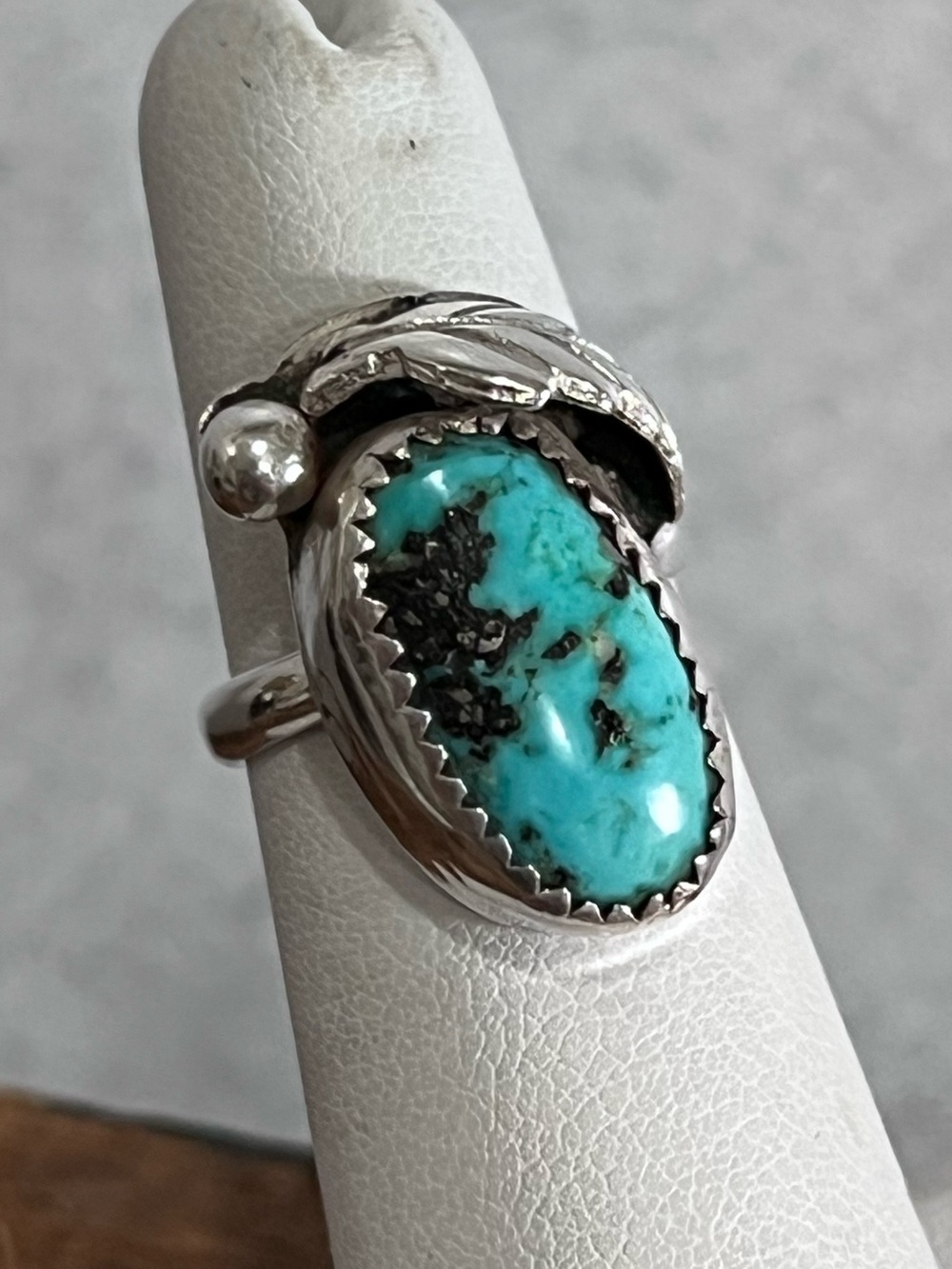 Turquoise Sterling Silver Oval Statement Ring - Blue Turquoise